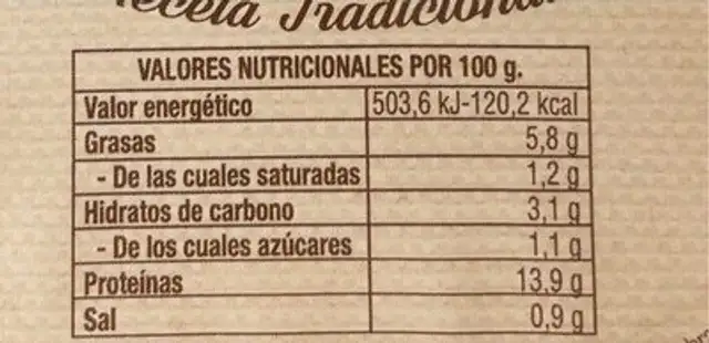 Axoa de atun nutrition facts table