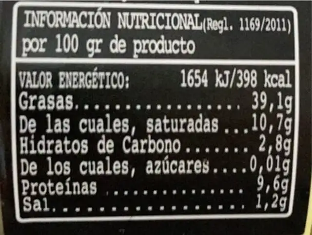 bloc de higado graso de oca nutrition facts table