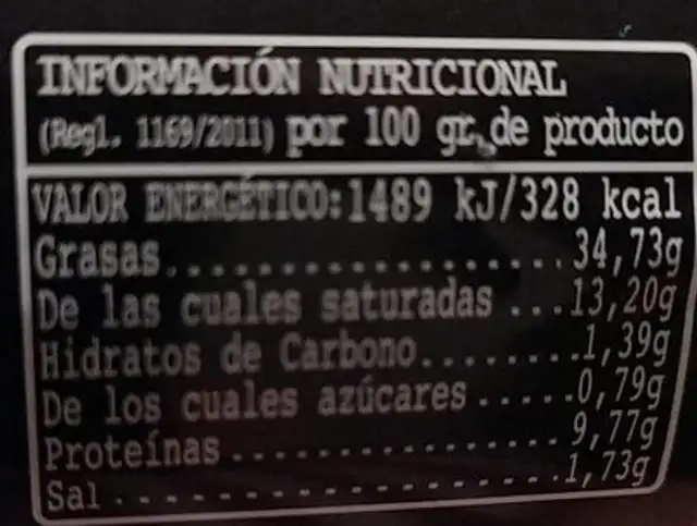 Pate de hongos nutrition facts table