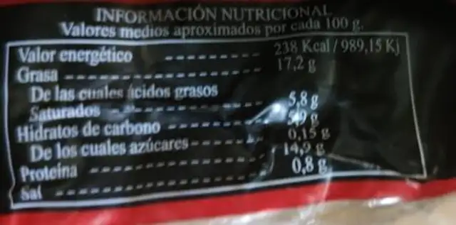 Salchichas frankfurt nutrition facts table