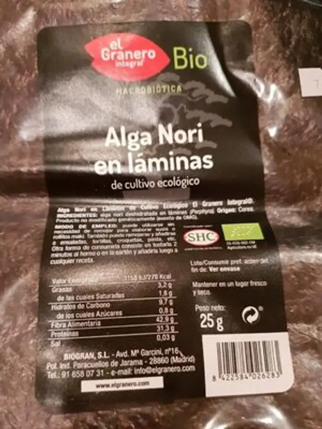 Algae Nori en laminas