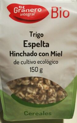 Trigo espelta hinchado con miel front packaging