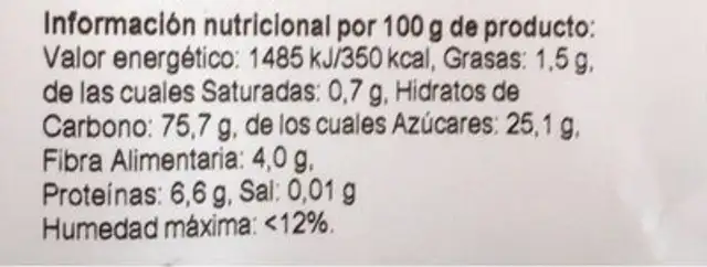 Choco Bubbles nutrition facts table