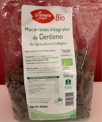 Macarrones integrales de Centeno