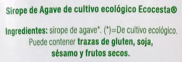 Sirope de agave azul ingredients label