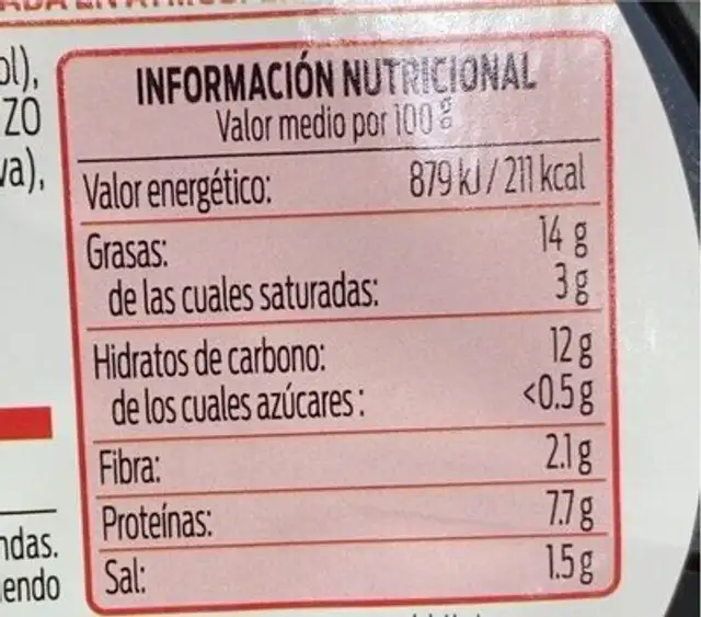 Tortilla se parata nutrition facts table
