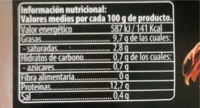 Huevos frescos nutrition facts table