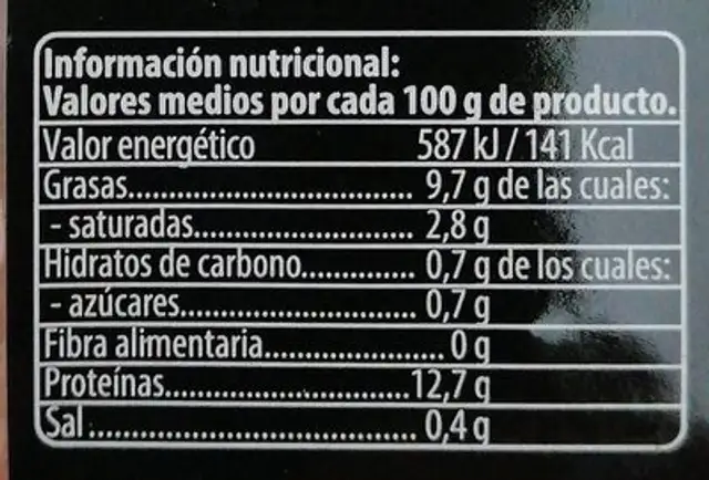 Huevos nutrition facts table
