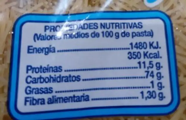 Perla de Segre nutrition facts table