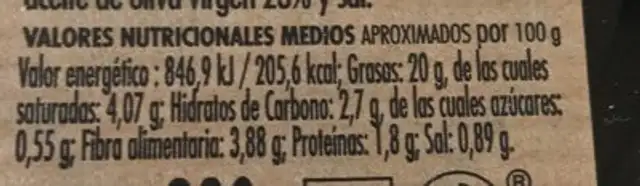 Shitake en aceite nutrition facts table