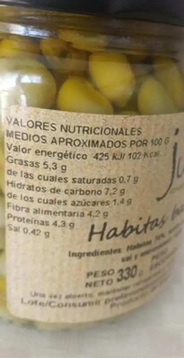 Habitas baby fritas nutrition facts table