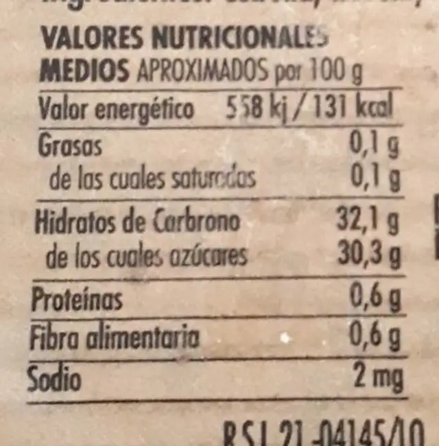 Mermelada de cebolla extra nutrition facts table