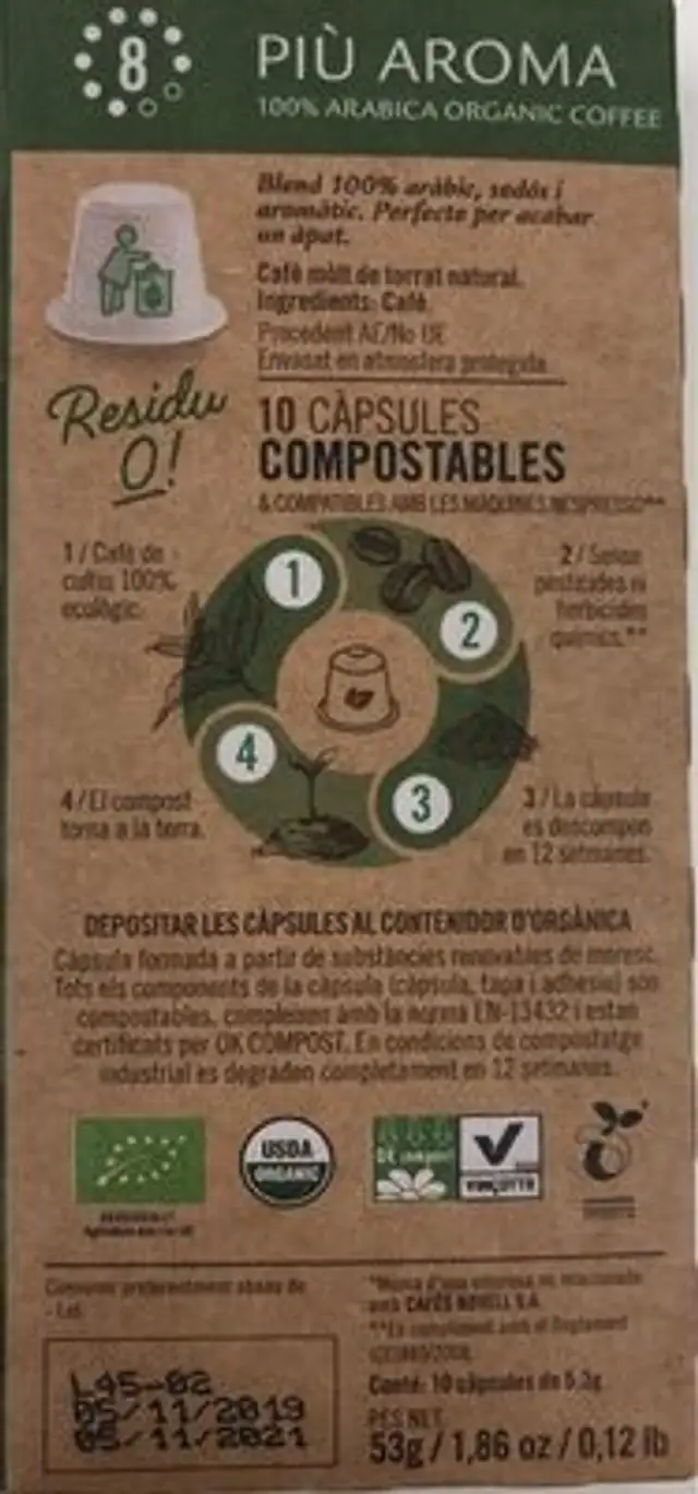 Novell organic nutrition facts table