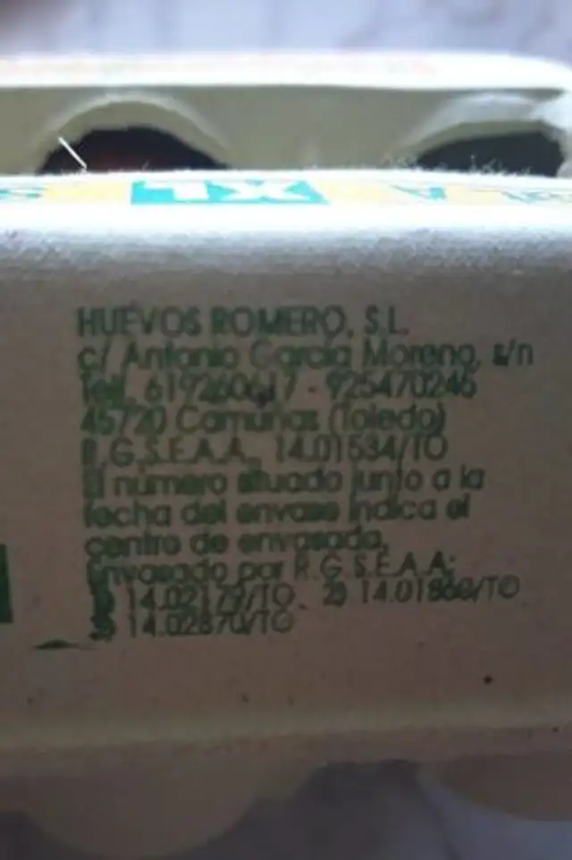 Huevos Romero nutrition facts table