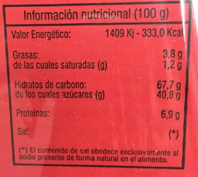Tortas de alcazar nutrition facts table