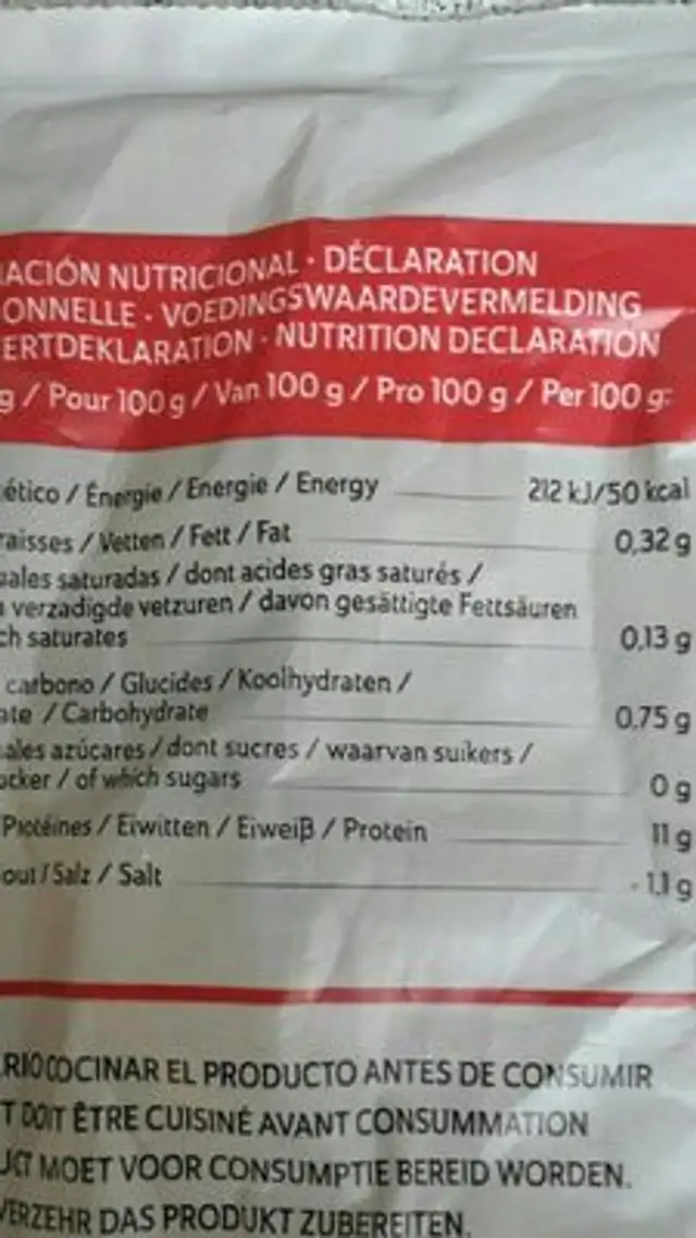 Anneaux d encornet argentin nutrition facts table