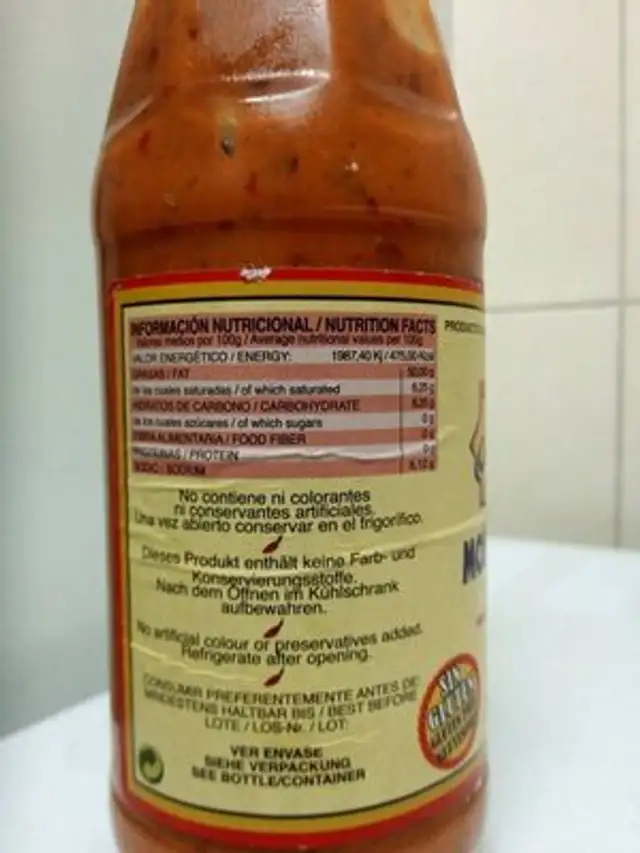 Mojo canarión picon nutrition facts table