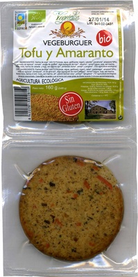 Hamburguesas vegetales Tofu y amaranto front packaging