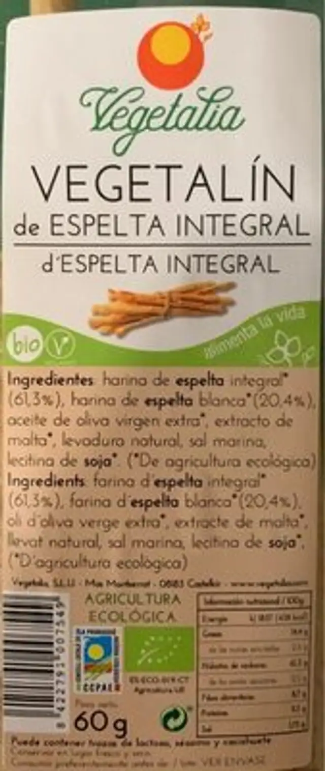 Vegetalín de Espelta Integral front packaging