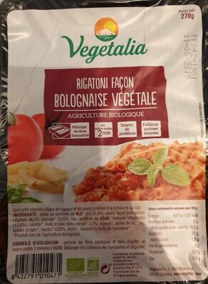 Rigatoni facon bolognaise vegetale