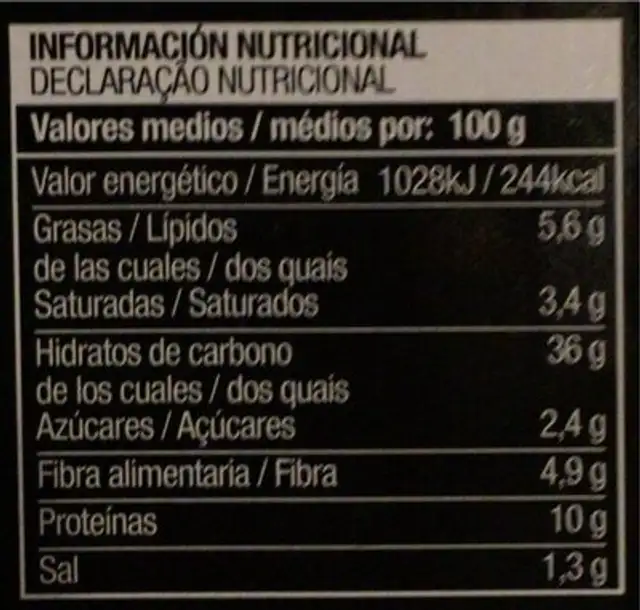 Ravioli quesos nutrition facts table