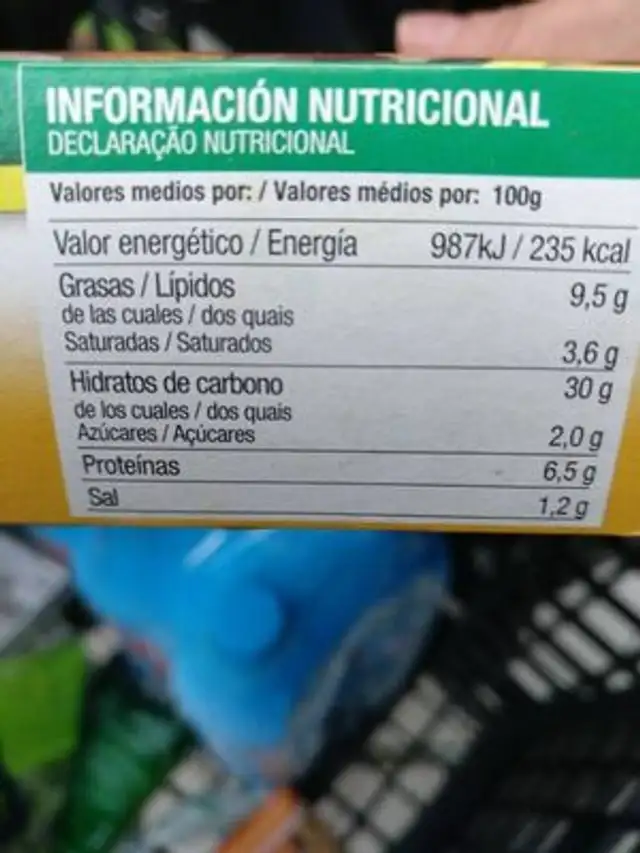 Baguette 4 quesos nutrition facts table