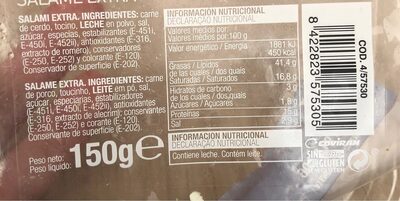 Salami Extra nutrition facts table