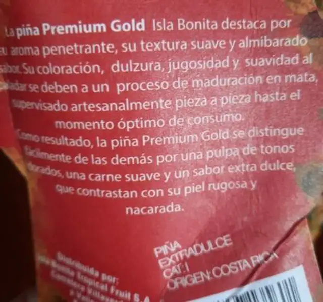 Isla bonita nutrition facts table