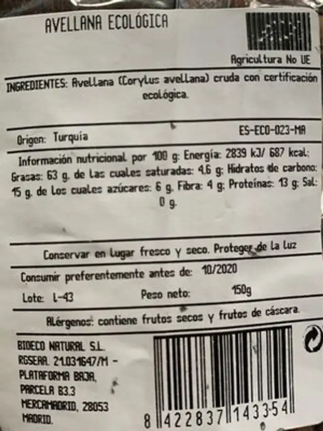 Agroorigenbi nutrition facts table