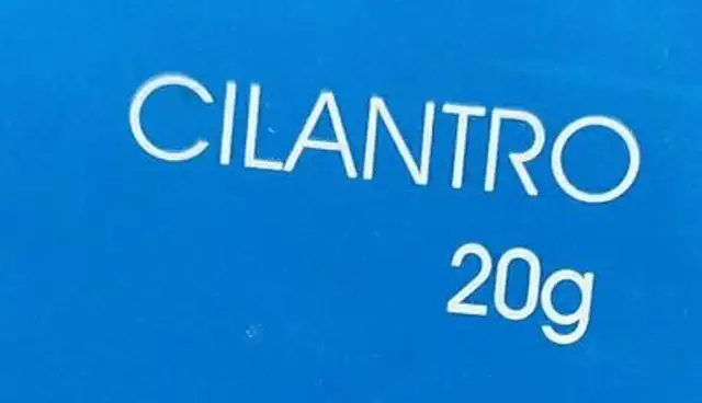 Cilantro ingredients label
