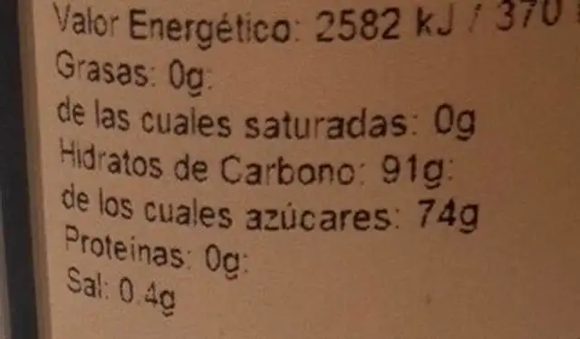 Jengibre deshidratado nutrition facts table
