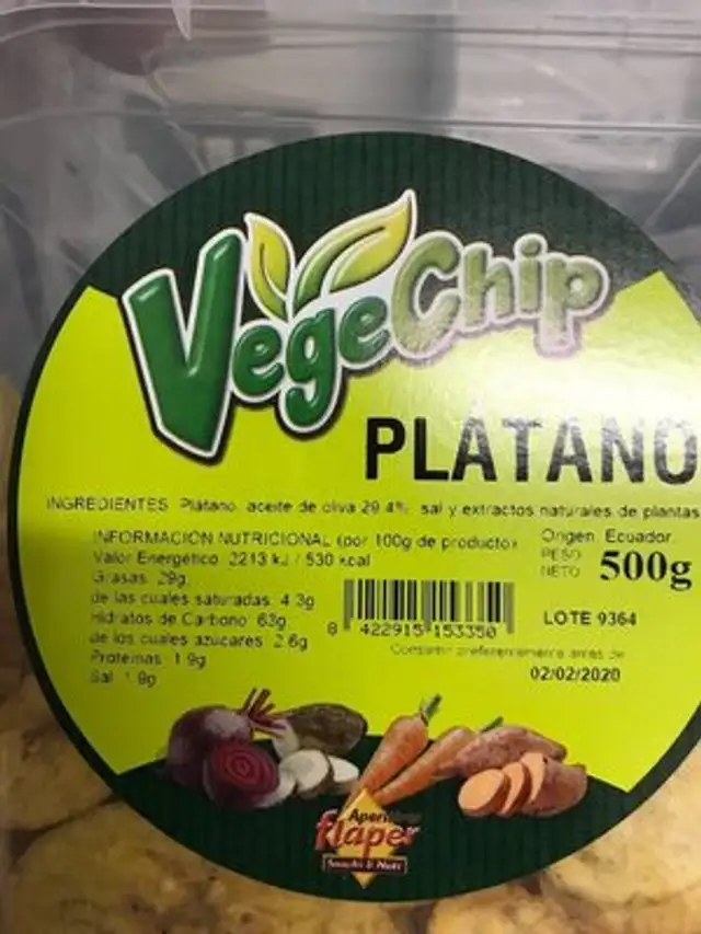 Delicias de Platano Frito nutrition facts table