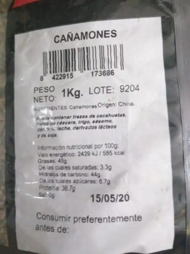 Cancedo nutrition facts table