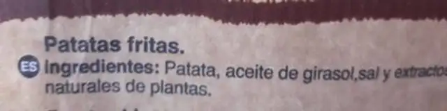 Patatas las chocita nutrition facts table
