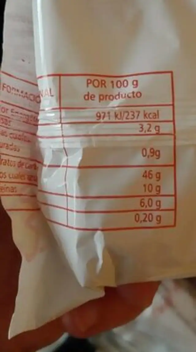 Pan bizcochado doctoral nutrition facts table