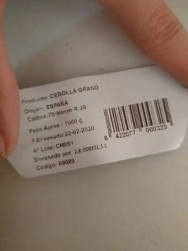 Cebolla nutrition facts table