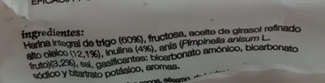 Galleta integral de anís ingredients label