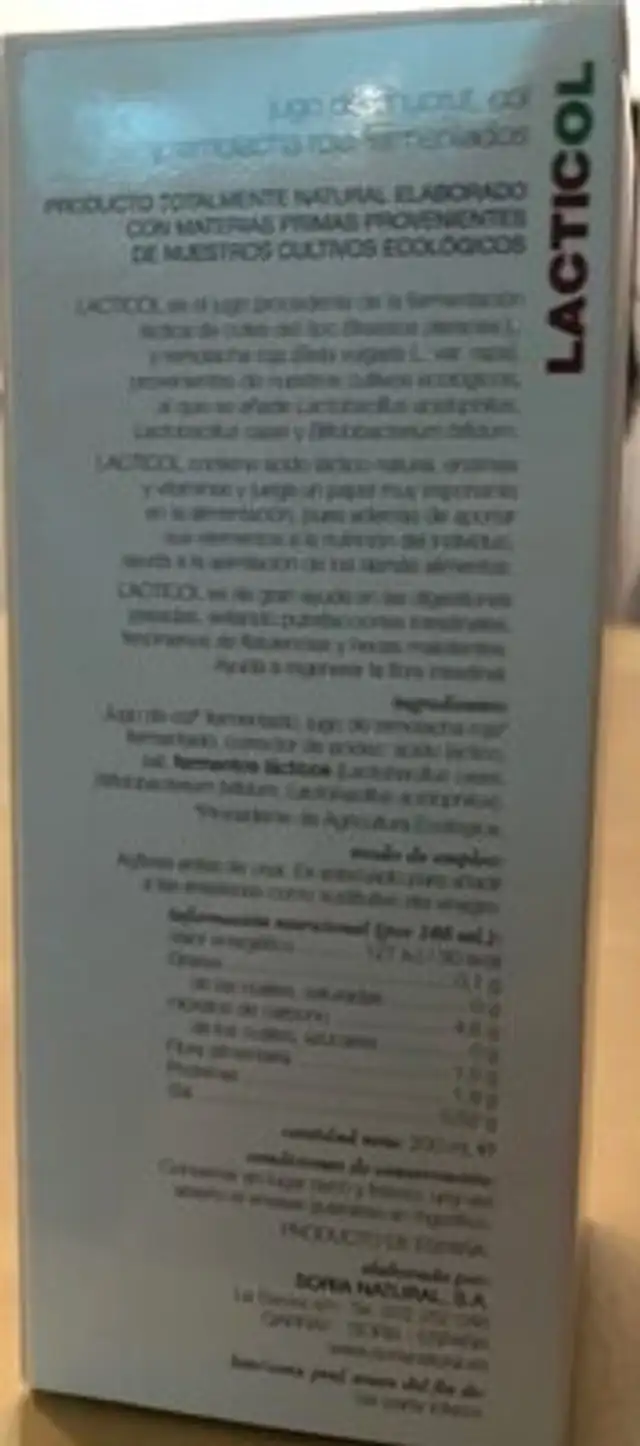 Lacticol nutrition facts table
