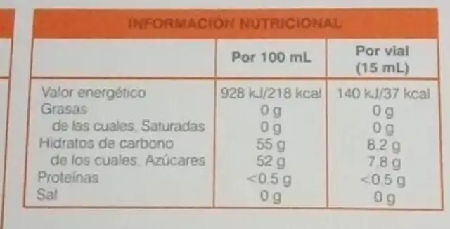 Fostprint PLUS nutrition facts table