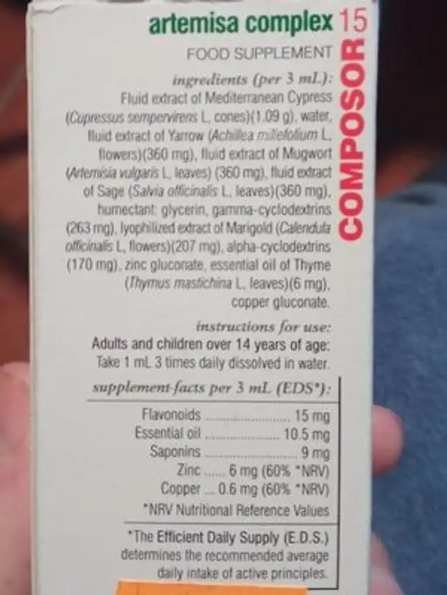 Composor 15 Artemisa complex nutrition facts table