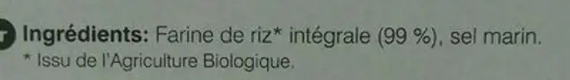 Toasts de riz ingredients label