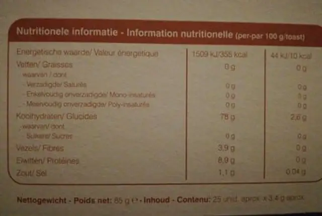 Toasts de  riz au quinoa nutrition facts table