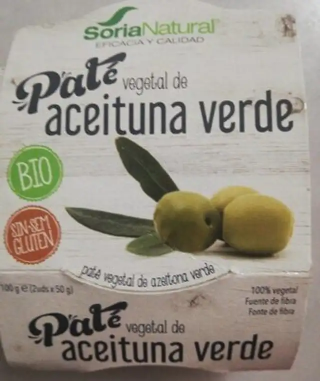 Paté vegetal de aceituna verda