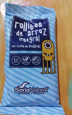 Rollitos de arroz integral con crema de avellanas front packaging