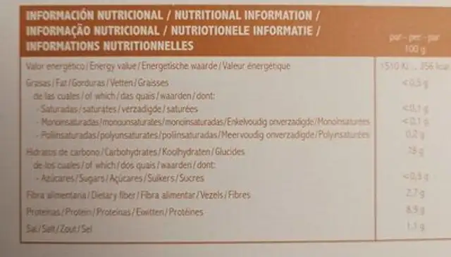 Tostas Ecológicas de arroz y quinoa nutrition facts table