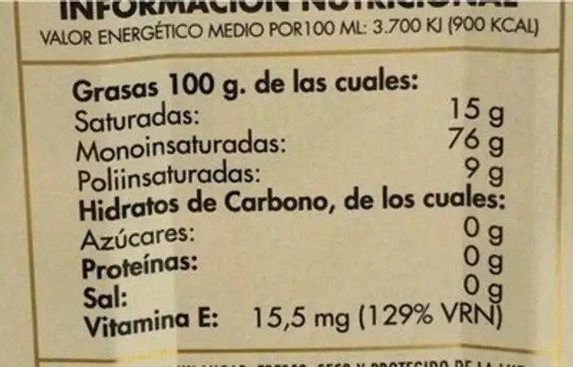 Aceite de Oliva Virgen Extra Oleoestepa Seleccion Lata 2,5L nutrition facts table