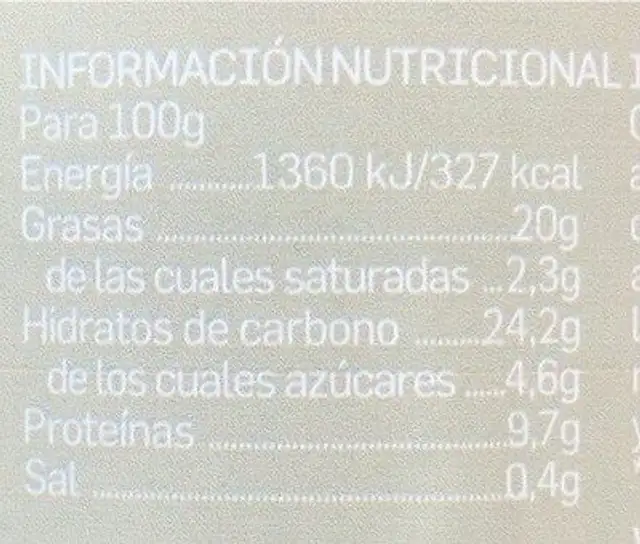 Paté vegetal de setas a la trufa nutrition facts table
