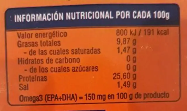 Atún en aceite de girasol nutrition facts table