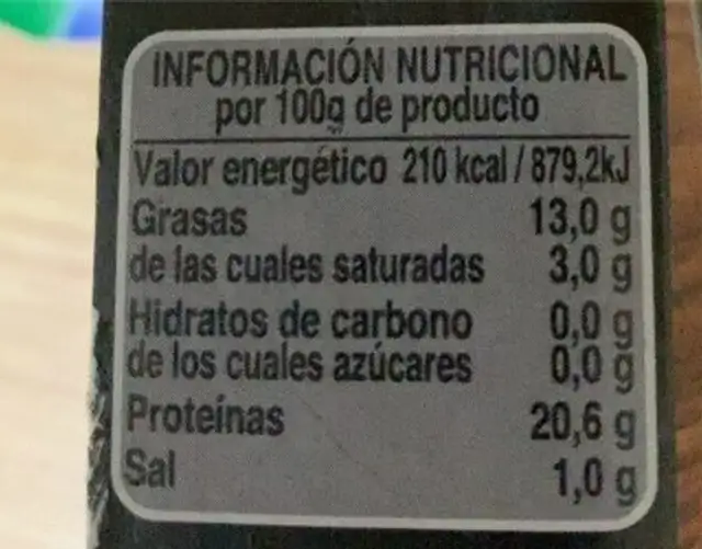 Sardinillas en aceite de girasol nutrition facts table