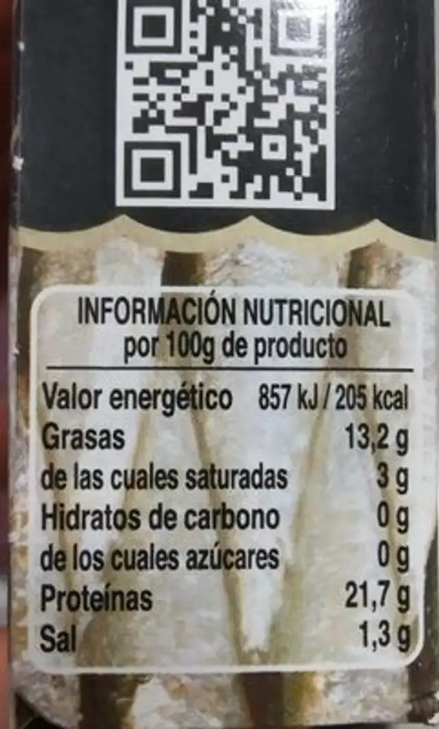 Sardinas javimar nutrition facts table